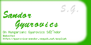 sandor gyurovics business card